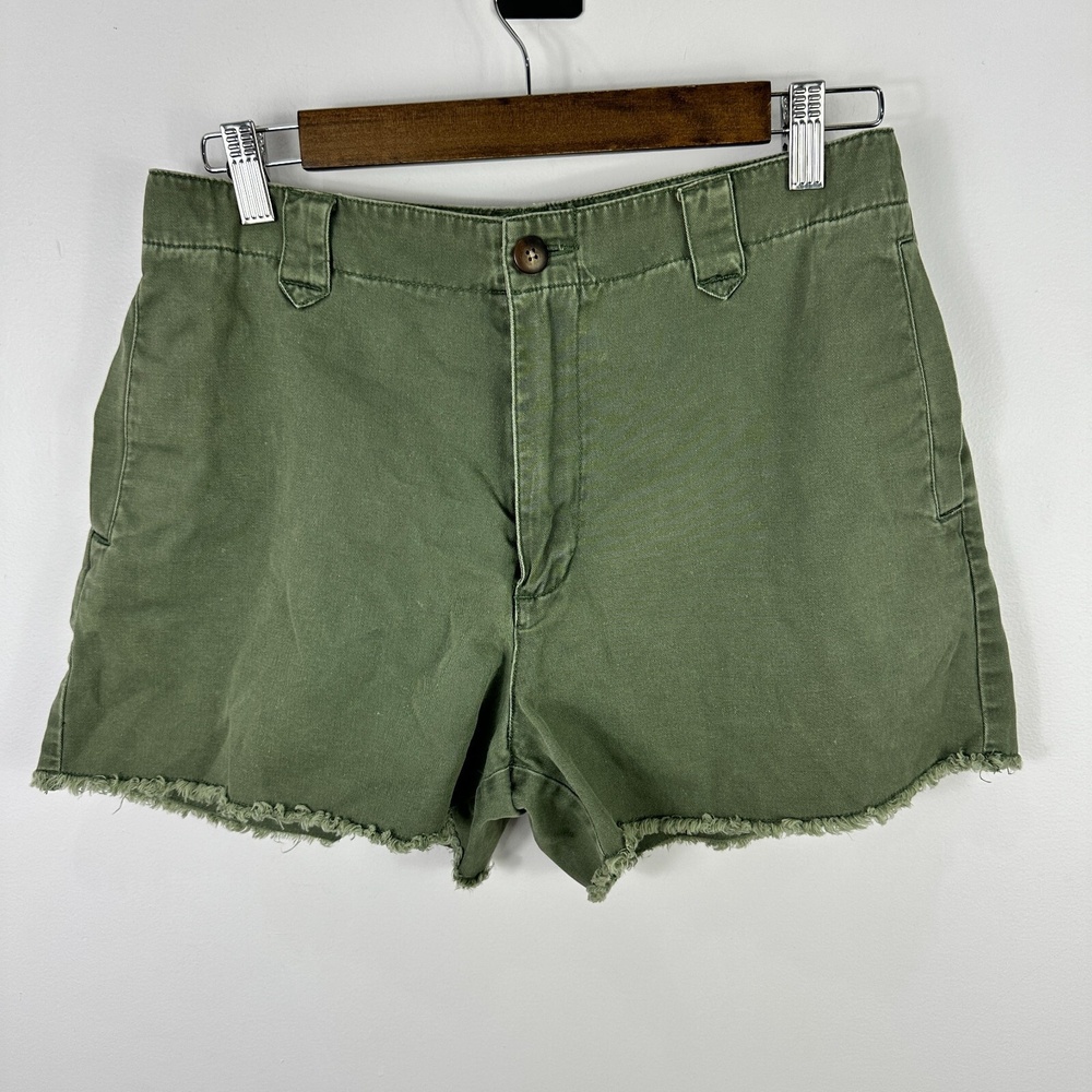 VTG Abercrombie & Fitch Shorts‎ 8 Green Frayed Hem Y2K Prep Utility Cotton 90s